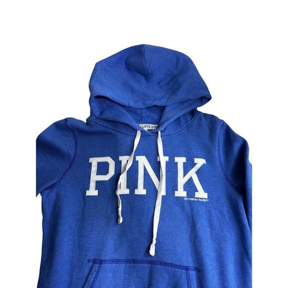 Victoria's Secret Pink Blue Pullover Hoodie Sz Small Hooded Sweatshirt Fleece - Picture 6 of 9